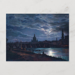 View of Dresden by Moonlight by Johan C Dahl 1839 Postcard