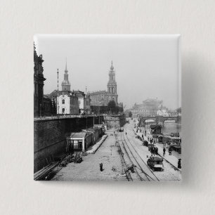 View of Dresden from the Bruehlsche Terrasse 15 Cm Square Badge
