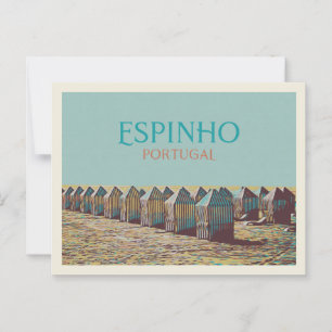 View of Espinho beach cabins , Portugal Postcard