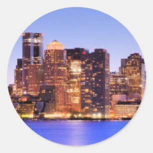 View of Financial District of downtown Boston Classic Round Sticker