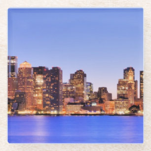 View of Financial District of downtown Boston Glass Coaster