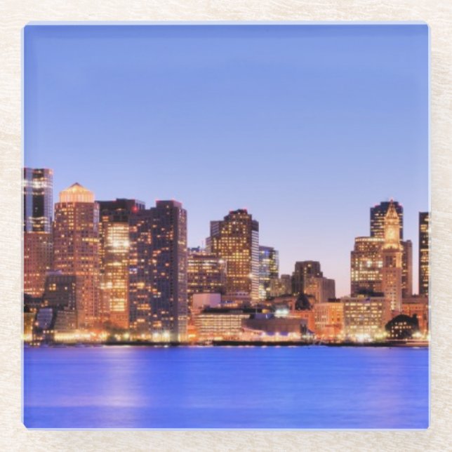 View of Financial District of downtown Boston Glass Coaster (Front)