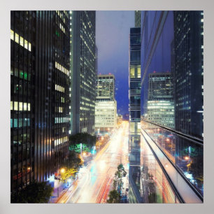 View of financial district office buildings poster