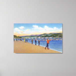 View of Fishermen Salmon Fishing Canvas Print