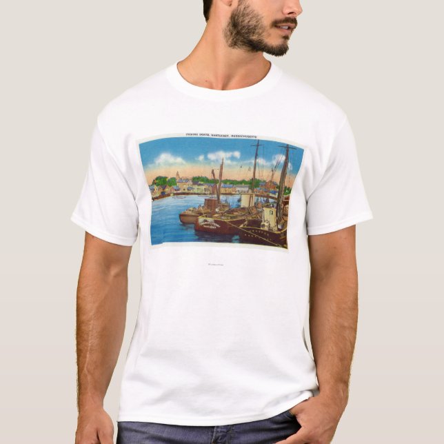 View of Fishing Boats at Harbour T-Shirt (Front)