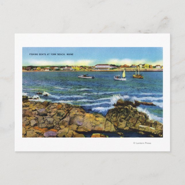 View of Fishing Boats from York Beach Postcard (Front)