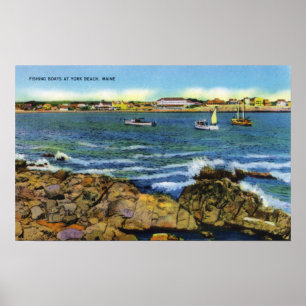 View of Fishing Boats from York Beach Poster