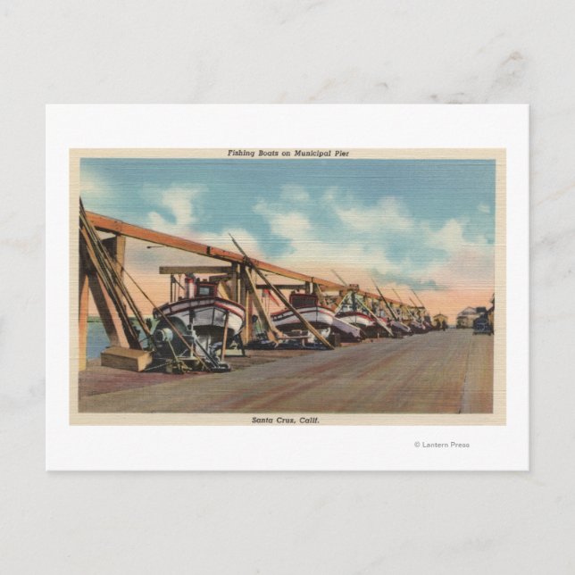 View of Fishing Boats on Municipal Pier Postcard (Front)