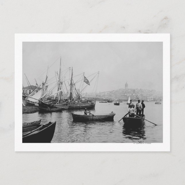 View of Galata in Istanbul from Sirkeci Port Postcard (Front)