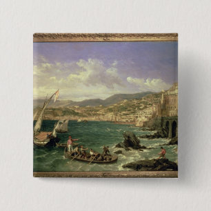 View of Genoa, 1854 (oil on canvas) 15 Cm Square Badge