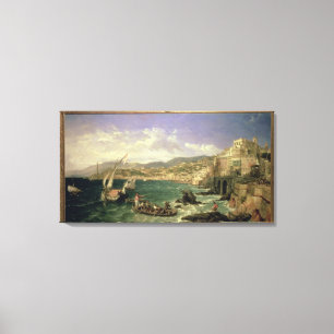 View of Genoa, 1854 (oil on canvas) Canvas Print