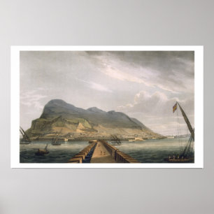 View of Gibraltar, engraved by Thomas Sutherland f Poster