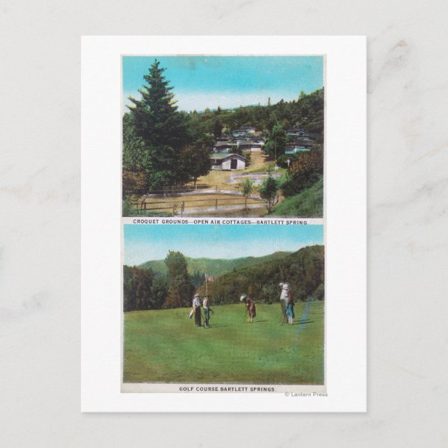 View of Golf Course, Croquet Grounds, Cottages Postcard (Front)