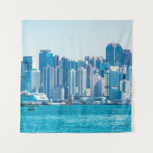 View of Hong Kong harbour at day time. asia,asian, Tapestry