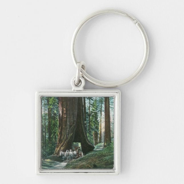 View of Horse Carriage Under Wawona Tree Key Ring (Front)