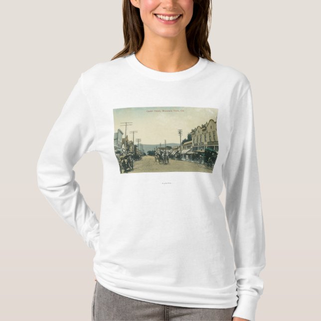 View of Horse Carriages on Castro Street T-Shirt (Front)