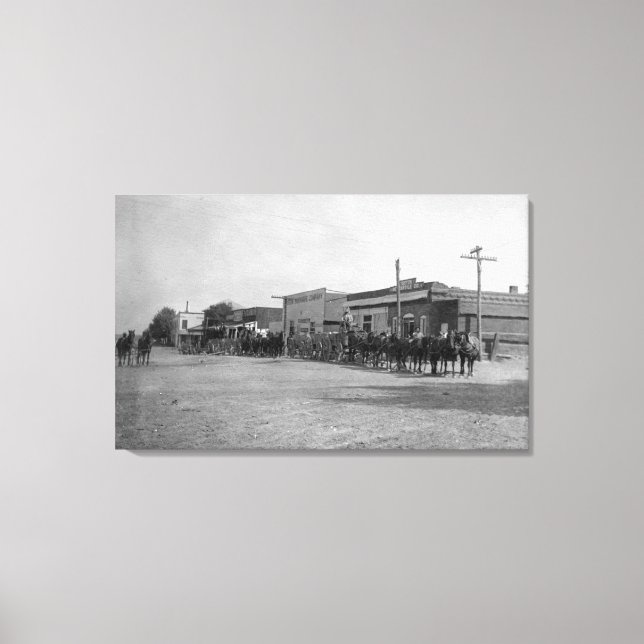 View of Horse Wagon Teams on Street Canvas Print (Front)
