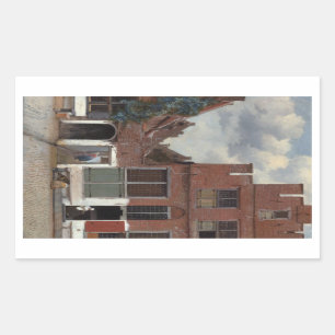 View of houses in Delft The Little Street Rectangular Sticker