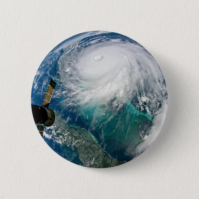 View Of Hurricane Dorian. 6 Cm Round Badge (Front)