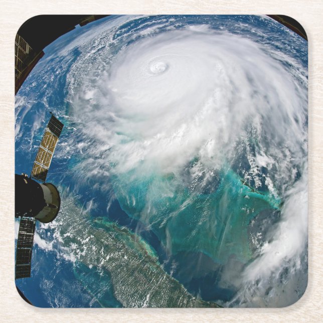 View Of Hurricane Dorian. Square Paper Coaster (Front)
