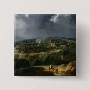 View of Jerusalem from the Valley of Jehoshaphat 15 Cm Square Badge