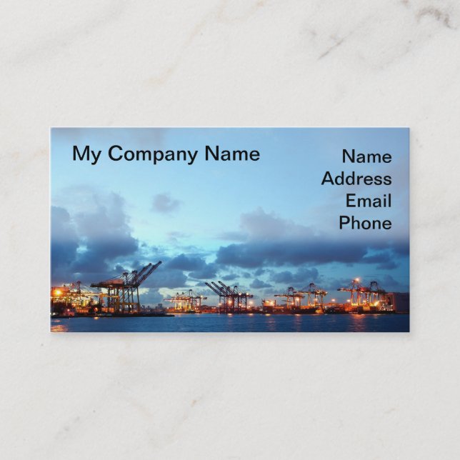 View of Kaohsiung Container Port at Evening Time Business Card (Front)