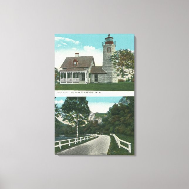 View of Lake Champlain Lighthouse Canvas Print (Front)