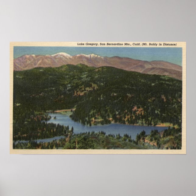 View of Lake Gregory & San Bernardino Poster (Front)