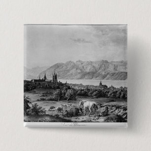 View of Lausanne 15 Cm Square Badge