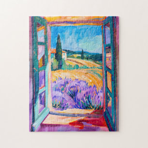 View of Lavender Fields in Summer. Painting Jigsaw Puzzle