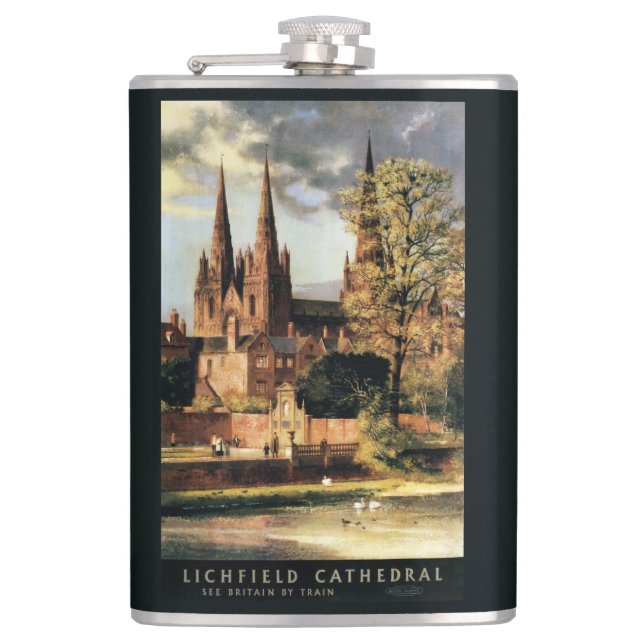 View of Lichfield Cathedral Hip Flask (Front)