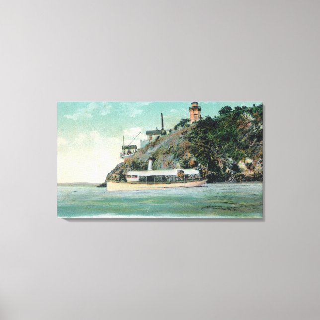 View of Lighthouse and Commandant's Launch Canvas Print (Front)
