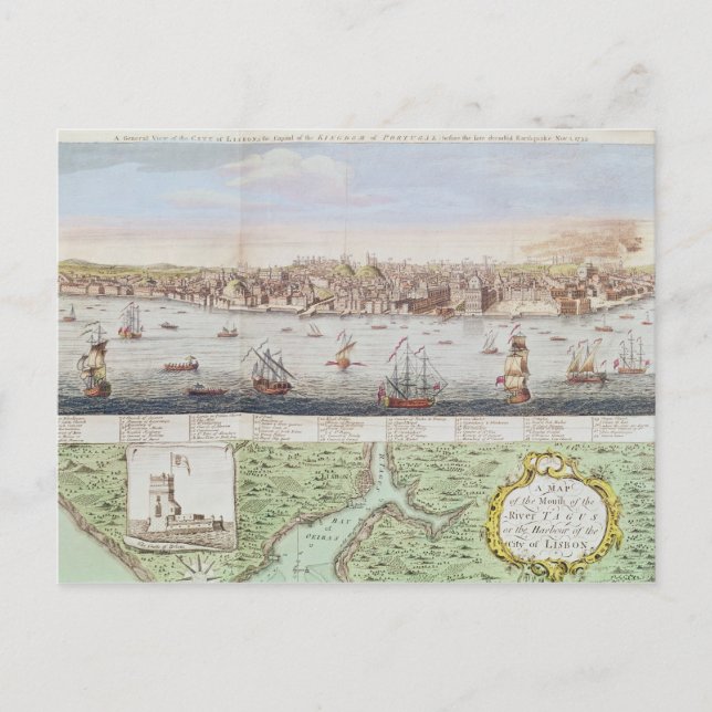 View of Lisbon, 1755 Postcard (Front)