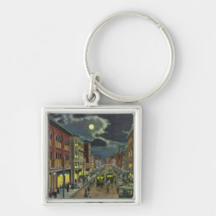 View of Lisbon Street at Night Key Ring