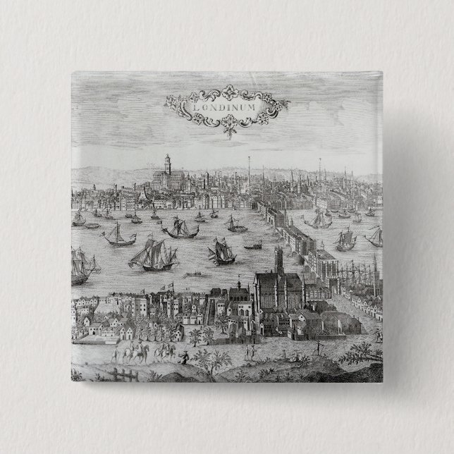 View of London 15 Cm Square Badge (Front)