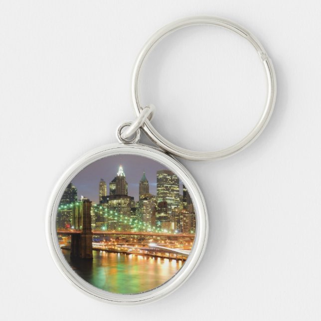 View of Lower Manhattan and the Brooklyn Bridge Key Ring (Front)