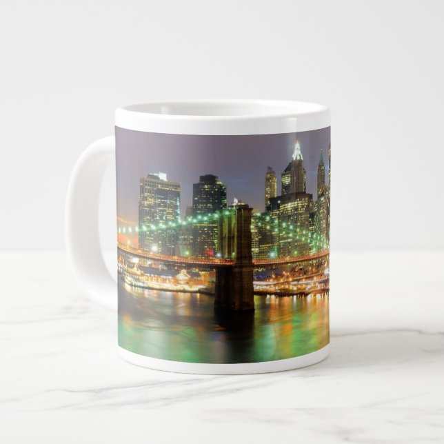View of Lower Manhattan and the Brooklyn Bridge Large Coffee Mug (Front Left)