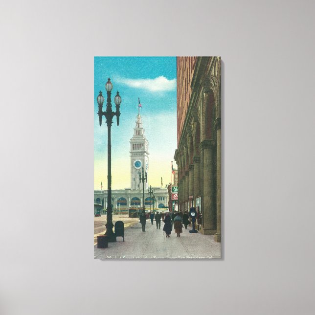 View of Lower Market St showing Ferry Tower Canvas Print (Front)