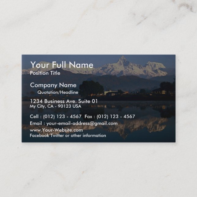 View of Macchapuchhre over Pokhara Lake, Pokhara, Business Card (Front)
