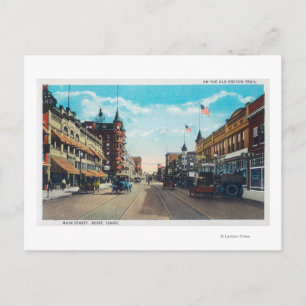 View of Main Street with Model-T Ford Cars Postcard