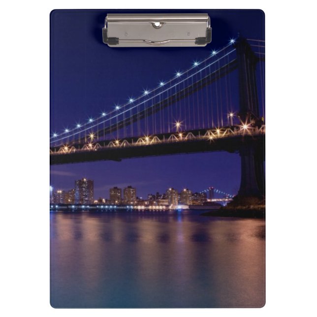 View of Manhattan bridge at night Clipboard (Front)