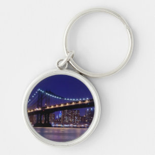 View of Manhattan bridge at night Key Ring