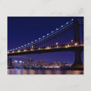 View of Manhattan bridge at night Postcard