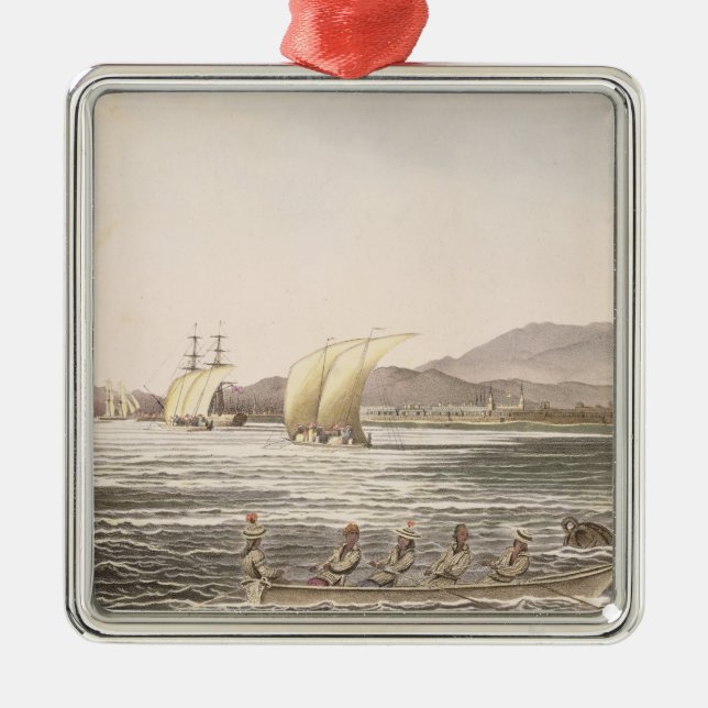 View of Manila, Philippines, 1826 Metal Tree Decoration (Front)