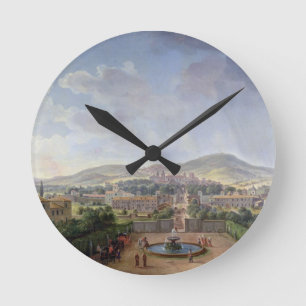 View of Marino, 1719 (oil on canvas) Round Clock