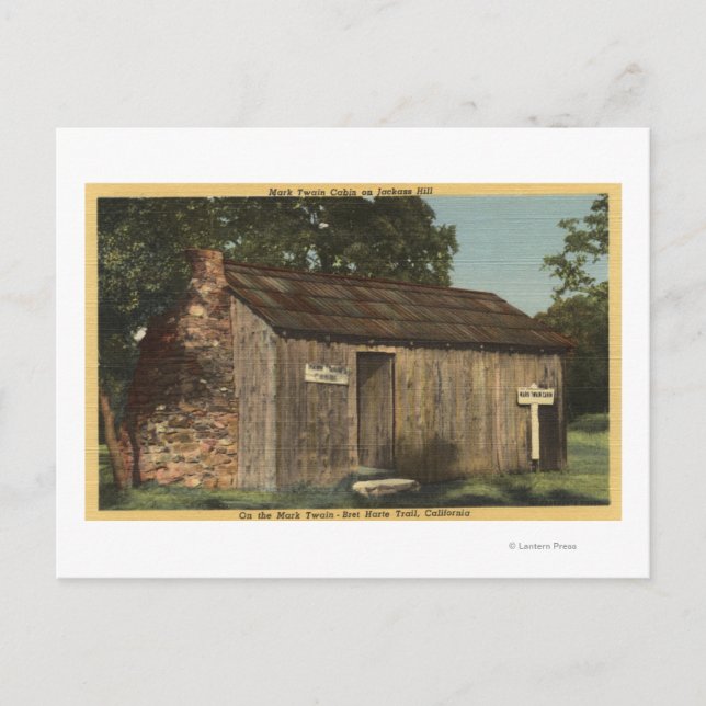 View of Mark Twain Cabin on Jackass Hill Postcard (Front)