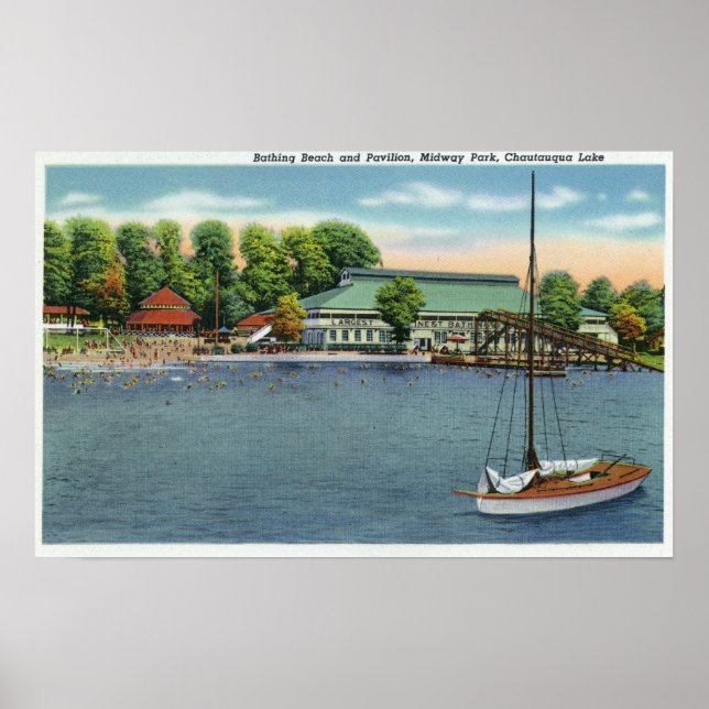 View of Midway Park Beach and Pavilion Poster (Front)