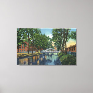 View of Mills Along the Canal Canvas Print