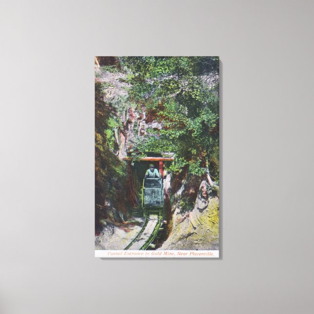 View of Miner Exiting Tunnel Entrance to Gold Canvas Print (Front)
