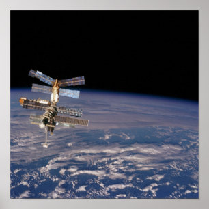 View of Mir Space Station from Shuttle Atlantis Poster